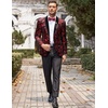 image:imageCOOFANDY Mens Velvet Tuxedo Floral Blazer Jacket One Button Shawl Lapel Suit Jacket for Dinner Prom Party WeddingRed