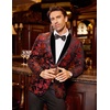 image:imageCOOFANDY Mens Velvet Tuxedo Floral Blazer Jacket One Button Shawl Lapel Suit Jacket for Dinner Prom Party WeddingRed