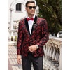 image:imageCOOFANDY Mens Velvet Tuxedo Floral Blazer Jacket One Button Shawl Lapel Suit Jacket for Dinner Prom Party WeddingRed