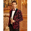 image:imageCOOFANDY Mens Velvet Tuxedo Floral Blazer Jacket One Button Shawl Lapel Suit Jacket for Dinner Prom Party WeddingRed