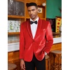 image:imageCOOFANDY Mens Velvet Tuxedo Floral Blazer Jacket One Button Shawl Lapel Suit Jacket for Dinner Prom Party WeddingRedsolid