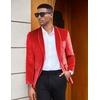 image:imageCOOFANDY Mens Velvet Tuxedo Floral Blazer Jacket One Button Shawl Lapel Suit Jacket for Dinner Prom Party WeddingRedsolid