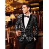 image:imageCOOFANDY Mens Velvet Tuxedo Floral Blazer Jacket One Button Shawl Lapel Suit Jacket for Dinner Prom Party WeddingSilver