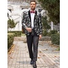 image:imageCOOFANDY Mens Velvet Tuxedo Floral Blazer Jacket One Button Shawl Lapel Suit Jacket for Dinner Prom Party WeddingSilver