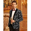 image:imageCOOFANDY Mens Velvet Tuxedo Floral Blazer Jacket One Button Shawl Lapel Suit Jacket for Dinner Prom Party WeddingSilver