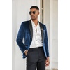image:imageCOOFANDY Mens Velvet Tuxedo One Button Jacket Dinner Prom Wedding Blazer JacketBlue