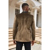 image:imageCOOFANDY Mens Velvet Tuxedo One Button Jacket Dinner Prom Wedding Blazer JacketBrown