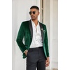 image:imageCOOFANDY Mens Velvet Tuxedo One Button Jacket Dinner Prom Wedding Blazer JacketLack Green