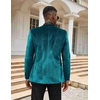 image:imageCOOFANDY Mens Velvet Tuxedo One Button Jacket Dinner Prom Wedding Blazer JacketLight Blue