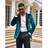 image:imageCOOFANDY Mens Velvet Tuxedo One Button Jacket Dinner Prom Wedding Blazer JacketLight Blue