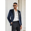image:imageCOOFANDY Mens Velvet Tuxedo One Button Jacket Dinner Prom Wedding Blazer JacketNavy Blue