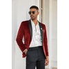 image:imageCOOFANDY Mens Velvet Tuxedo One Button Jacket Dinner Prom Wedding Blazer JacketRed