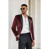 image:imageCOOFANDY Mens Velvet Tuxedo One Button Jacket Dinner Prom Wedding Blazer JacketWine Red