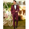 image:imageCOOFANDY Mens Wedding Suits 2 Piece Tuxedo Jacket One Button Peak Lapel Suit Jacket Dress Pants for DinnerPromParty Wine Red