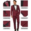 image:imageCOOFANDY Mens Wedding Suits 2 Piece Tuxedo Jacket One Button Peak Lapel Suit Jacket Dress Pants for DinnerPromParty Wine Red