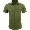 image:imageCOOFANDY Mens Wrinkle Free Shirts 2026 Short Sleeve Casual Button Down Summer Dress ShirtsArmy Green