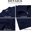 image:imageCOOFANDY Mens Zipper Polo Shirts Short Sleeve Ribbed Knit Polo T Shirts Fashion Casual Golf ShirtsAnavy Blue