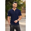 image:imageCOOFANDY Mens Zipper Polo Shirts Short Sleeve Ribbed Knit Polo T Shirts Fashion Casual Golf ShirtsAnavy Blue