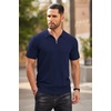 image:imageCOOFANDY Mens Zipper Polo Shirts Short Sleeve Ribbed Knit Polo T Shirts Fashion Casual Golf ShirtsAnavy Blue