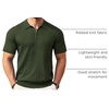 image:imageCOOFANDY Mens Zipper Polo Shirts Short Sleeve Ribbed Knit Polo T Shirts Fashion Casual Golf ShirtsArmy Green