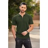 image:imageCOOFANDY Mens Zipper Polo Shirts Short Sleeve Ribbed Knit Polo T Shirts Fashion Casual Golf ShirtsArmy Green