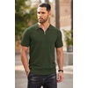 image:imageCOOFANDY Mens Zipper Polo Shirts Short Sleeve Ribbed Knit Polo T Shirts Fashion Casual Golf ShirtsArmy Green