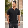 image:imageCOOFANDY Mens Zipper Polo Shirts Short Sleeve Ribbed Knit Polo T Shirts Fashion Casual Golf ShirtsBlack