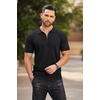image:imageCOOFANDY Mens Zipper Polo Shirts Short Sleeve Ribbed Knit Polo T Shirts Fashion Casual Golf ShirtsBlack