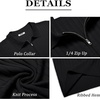 image:imageCOOFANDY Mens Zipper Polo Shirts Short Sleeve Ribbed Knit Polo T Shirts Fashion Casual Golf ShirtsBlack