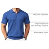 image:imageCOOFANDY Mens Zipper Polo Shirts Short Sleeve Ribbed Knit Polo T Shirts Fashion Casual Golf ShirtsBlue
