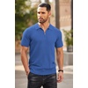 image:imageCOOFANDY Mens Zipper Polo Shirts Short Sleeve Ribbed Knit Polo T Shirts Fashion Casual Golf ShirtsBlue