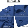 image:imageCOOFANDY Mens Zipper Polo Shirts Short Sleeve Ribbed Knit Polo T Shirts Fashion Casual Golf ShirtsBlue
