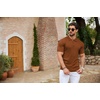 image:imageCOOFANDY Mens Zipper Polo Shirts Short Sleeve Ribbed Knit Polo T Shirts Fashion Casual Golf ShirtsBrown