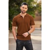 image:imageCOOFANDY Mens Zipper Polo Shirts Short Sleeve Ribbed Knit Polo T Shirts Fashion Casual Golf ShirtsBrown
