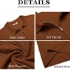 image:imageCOOFANDY Mens Zipper Polo Shirts Short Sleeve Ribbed Knit Polo T Shirts Fashion Casual Golf ShirtsBrown