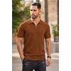 image:imageCOOFANDY Mens Zipper Polo Shirts Short Sleeve Ribbed Knit Polo T Shirts Fashion Casual Golf ShirtsBrown