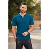 image:imageCOOFANDY Mens Zipper Polo Shirts Short Sleeve Ribbed Knit Polo T Shirts Fashion Casual Golf ShirtsDenim Blue