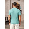 image:imageCOOFANDY Mens Zipper Polo Shirts Short Sleeve Ribbed Knit Polo T Shirts Fashion Casual Golf ShirtsGreen