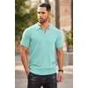 image:imageCOOFANDY Mens Zipper Polo Shirts Short Sleeve Ribbed Knit Polo T Shirts Fashion Casual Golf ShirtsGreen