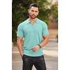 image:imageCOOFANDY Mens Zipper Polo Shirts Short Sleeve Ribbed Knit Polo T Shirts Fashion Casual Golf ShirtsGreen
