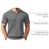 image:imageCOOFANDY Mens Zipper Polo Shirts Short Sleeve Ribbed Knit Polo T Shirts Fashion Casual Golf ShirtsGrey