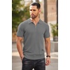 image:imageCOOFANDY Mens Zipper Polo Shirts Short Sleeve Ribbed Knit Polo T Shirts Fashion Casual Golf ShirtsGrey