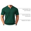 image:imageCOOFANDY Mens Zipper Polo Shirts Short Sleeve Ribbed Knit Polo T Shirts Fashion Casual Golf ShirtsHunter Green