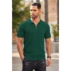 image:imageCOOFANDY Mens Zipper Polo Shirts Short Sleeve Ribbed Knit Polo T Shirts Fashion Casual Golf ShirtsHunter Green