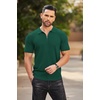 image:imageCOOFANDY Mens Zipper Polo Shirts Short Sleeve Ribbed Knit Polo T Shirts Fashion Casual Golf ShirtsHunter Green