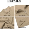image:imageCOOFANDY Mens Zipper Polo Shirts Short Sleeve Ribbed Knit Polo T Shirts Fashion Casual Golf ShirtsKhaki