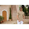 image:imageCOOFANDY Mens Zipper Polo Shirts Short Sleeve Ribbed Knit Polo T Shirts Fashion Casual Golf ShirtsKhaki