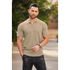 image:imageCOOFANDY Mens Zipper Polo Shirts Short Sleeve Ribbed Knit Polo T Shirts Fashion Casual Golf ShirtsKhaki