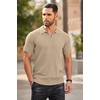 image:imageCOOFANDY Mens Zipper Polo Shirts Short Sleeve Ribbed Knit Polo T Shirts Fashion Casual Golf ShirtsKhaki