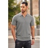 image:imageCOOFANDY Mens Zipper Polo Shirts Short Sleeve Ribbed Knit Polo T Shirts Fashion Casual Golf ShirtsLight Grey